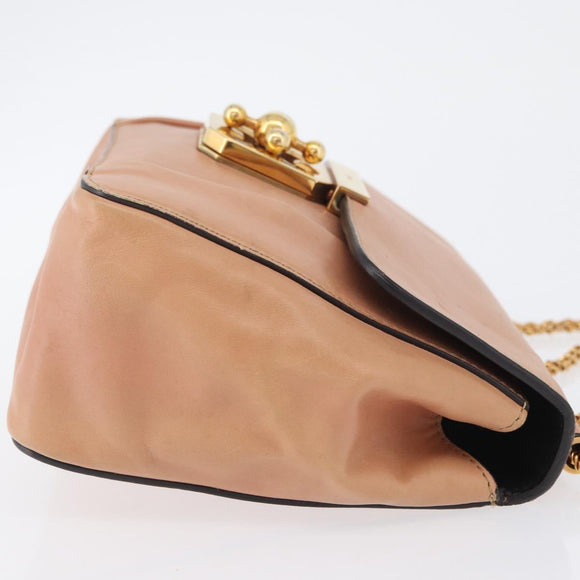 Chloe Chain Elsie Shoulder Bag Leather Pink Gold Auth 171670