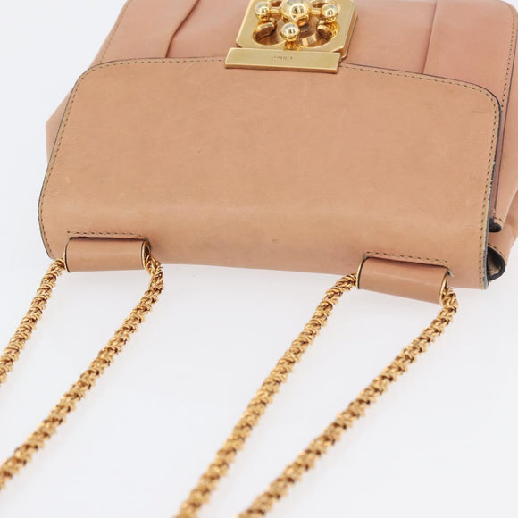 Chloe Chain Elsie Shoulder Bag Leather Pink Gold Auth 171670