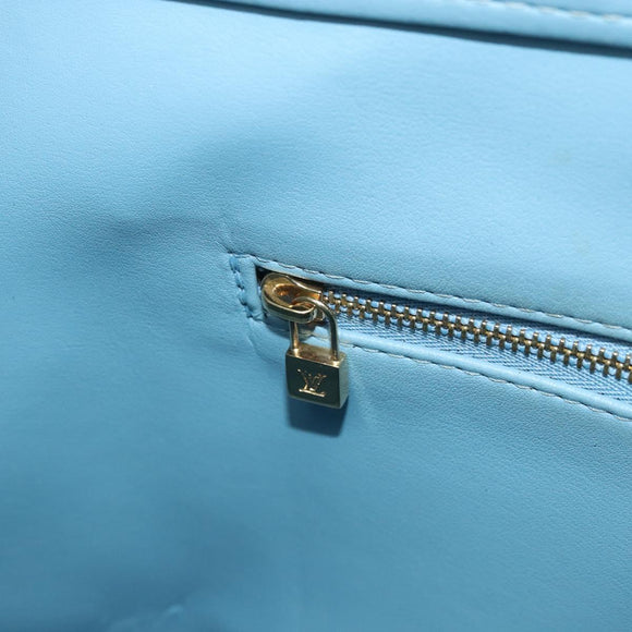 LOUIS VUITTON Monogram Vernis Houston Hand Bag Baby Blue M91005 LV Auth 171676