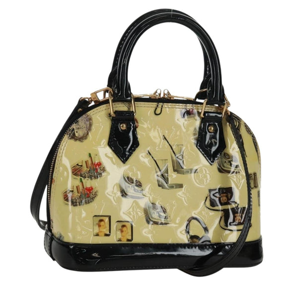 LOUIS VUITTON Vernis Sticker Print Alma PM Hand Bag White M50466 LV Auth 171697V