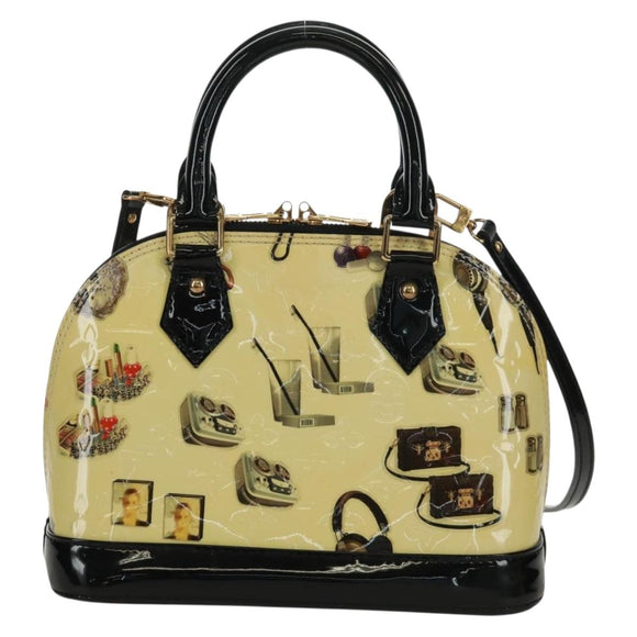 LOUIS VUITTON Vernis Sticker Print Alma PM Hand Bag White M50466 LV Auth 171697V