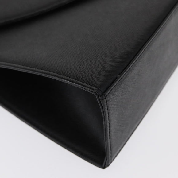 SAINT LAURENT Hand Bag Leather Black Gold Auth 171793V