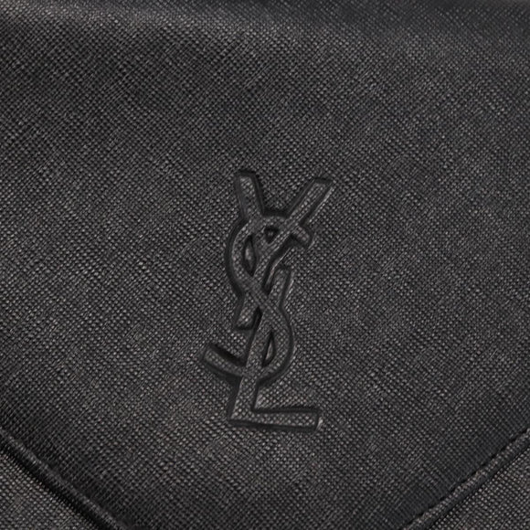 SAINT LAURENT Hand Bag Leather Black Gold Auth 171793V