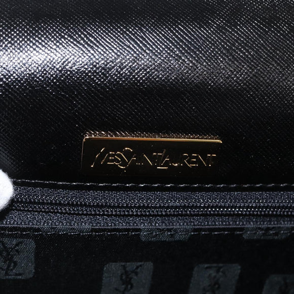 SAINT LAURENT Hand Bag Leather Black Gold Auth 171793V