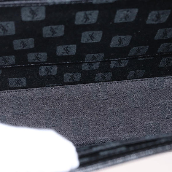 SAINT LAURENT Hand Bag Leather Black Gold Auth 171793V