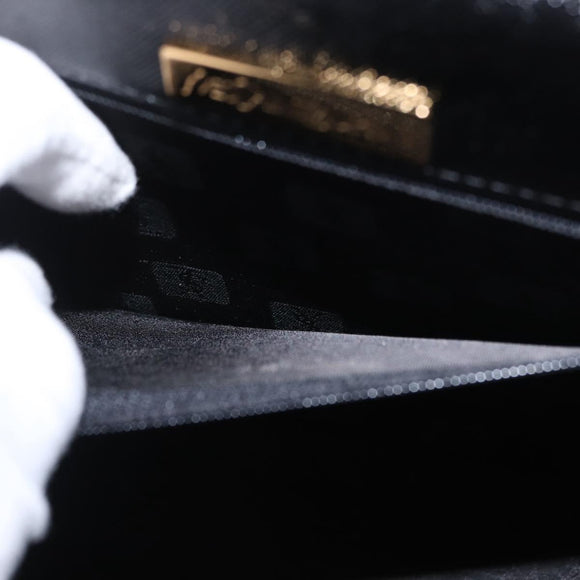 SAINT LAURENT Hand Bag Leather Black Gold Auth 171793V