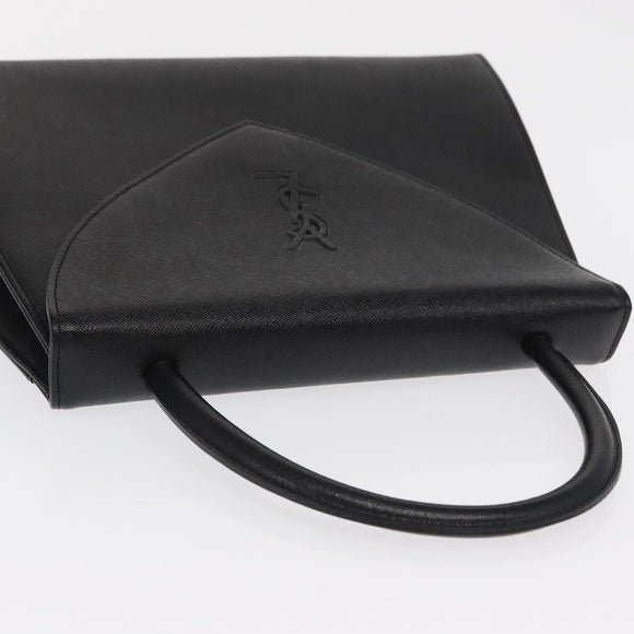 SAINT LAURENT Hand Bag Leather Black Gold Auth 171793V