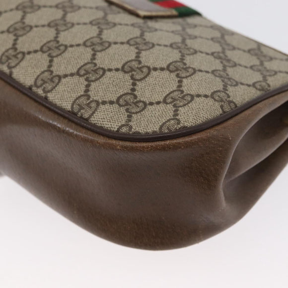 GUCCI GG Supreme Web Sherry Line Bag PVC Beige Gold 72 02 024 Auth 171796