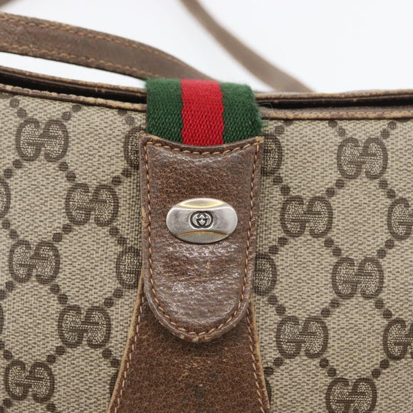 GUCCI GG Supreme Web Sherry Line Bag PVC Beige Gold 72 02 024 Auth 171796