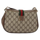 GUCCI GG Supreme Web Sherry Line Bag PVC Beige Gold 72 02 024 Auth 171796-3