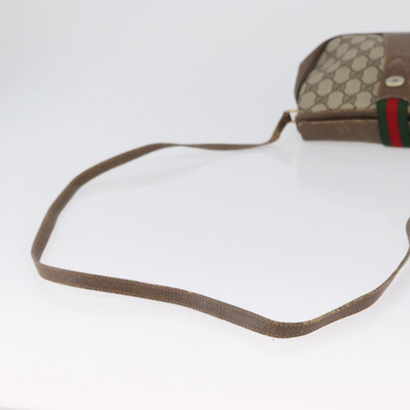 GUCCI GG Supreme Web Sherry Line Bag PVC Beige Gold 72 02 024 Auth 171796