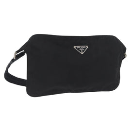 PRADA Body Bag Nylon Black Silver Auth 171799