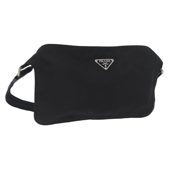 PRADA Body Bag Nylon Black Silver Auth 171799