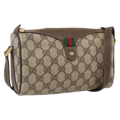 GUCCI GG Supreme Web Sherry Line Bag PVC Beige Gold 89 02 018 Auth 171814