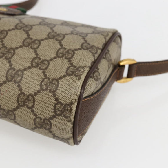 GUCCI GG Supreme Web Sherry Line Bag PVC Beige Gold 89 02 018 Auth 171814