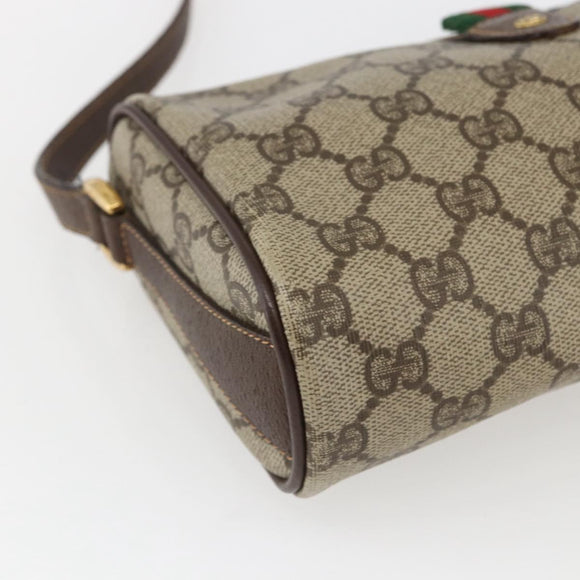 GUCCI GG Supreme Web Sherry Line Bag PVC Beige Gold 89 02 018 Auth 171814