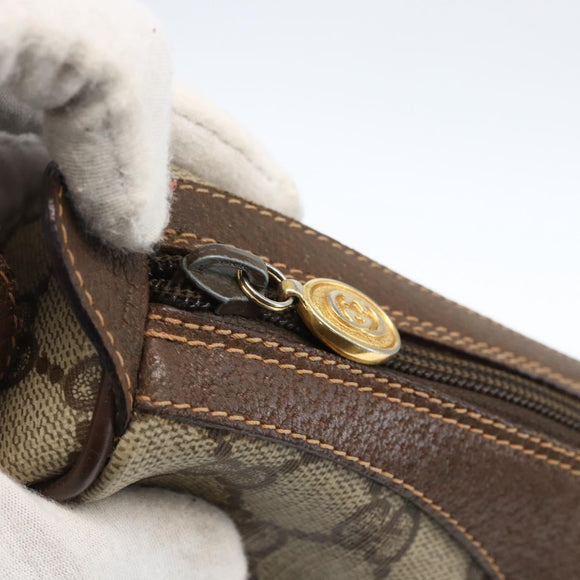 GUCCI GG Supreme Web Sherry Line Bag PVC Beige Gold 89 02 018 Auth 171814