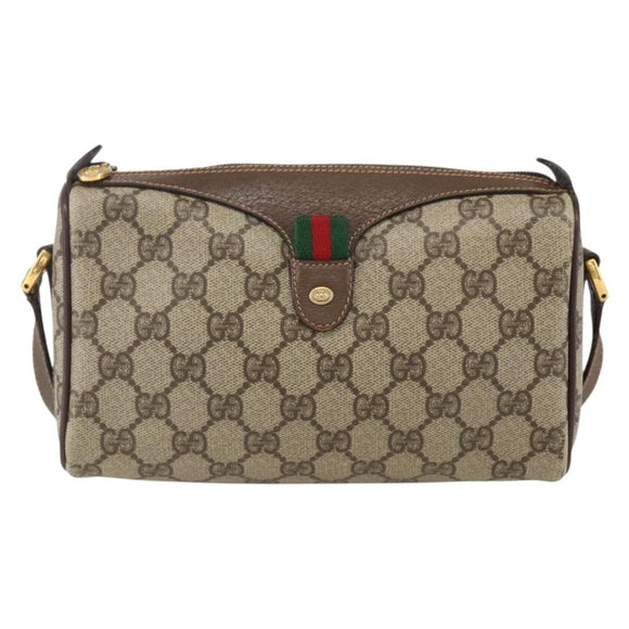 GUCCI GG Supreme Web Sherry Line Bag PVC Beige Gold 89 02 018 Auth 171814