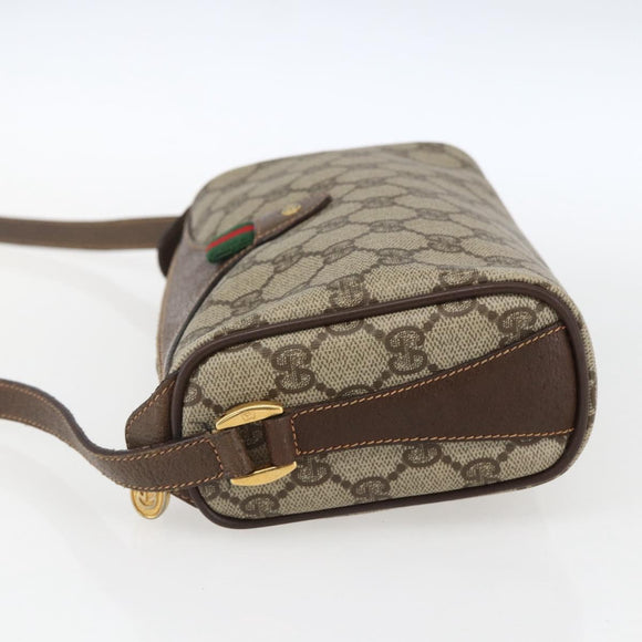 GUCCI GG Supreme Web Sherry Line Bag PVC Beige Gold 89 02 018 Auth 171814