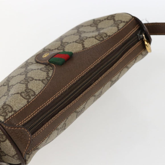 GUCCI GG Supreme Web Sherry Line Bag PVC Beige Gold 89 02 018 Auth 171814