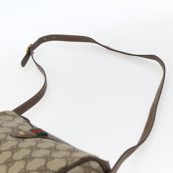 GUCCI GG Supreme Web Sherry Line Bag PVC Beige Gold 89 02 018 Auth 171814