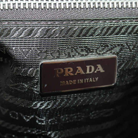 PRADA Boston Bag Nylon Blue Silver Auth 171818A
