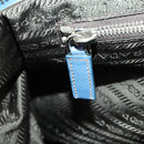 PRADA Boston Bag Nylon Blue Silver Auth 171818A-21