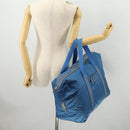 PRADA Boston Bag Nylon Blue Silver Auth 171818A-23