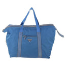 PRADA Boston Bag Nylon Blue Silver Auth 171818A-13