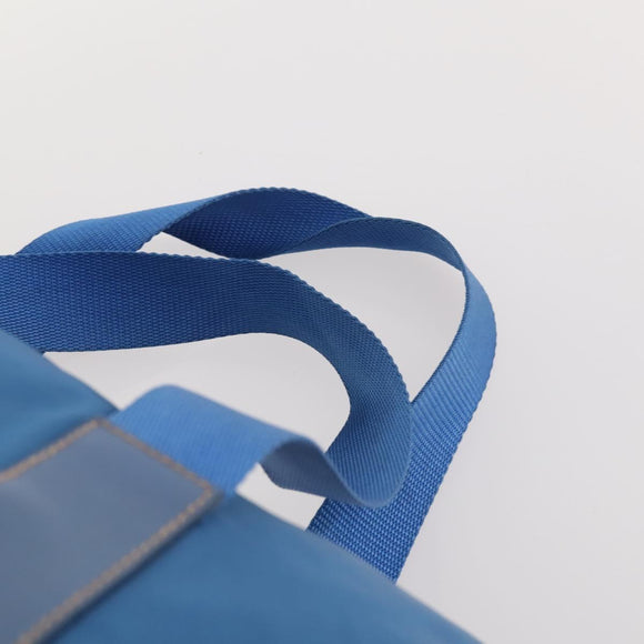 PRADA Boston Bag Nylon Blue Silver Auth 171818A