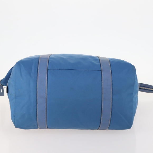 PRADA Boston Bag Nylon Blue Silver Auth 171818A