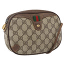 GUCCI GG Supreme Web Sherry Line Bag PVC Beige Gold 156 02 066 Auth 171823-1