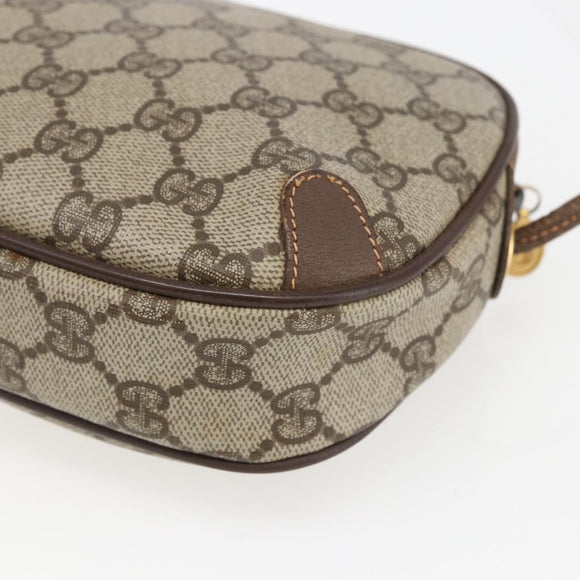 GUCCI GG Supreme Web Sherry Line Bag PVC Beige Gold 156 02 066 Auth 171823