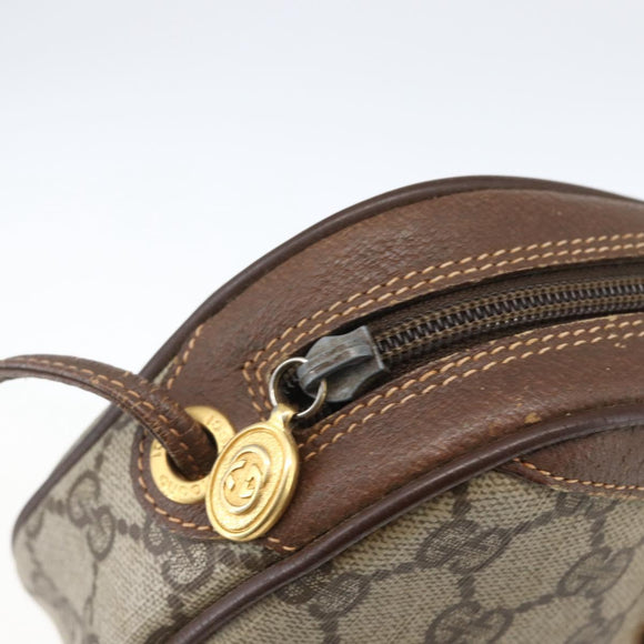 GUCCI GG Supreme Web Sherry Line Bag PVC Beige Gold 156 02 066 Auth 171823