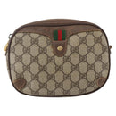 GUCCI GG Supreme Web Sherry Line Bag PVC Beige Gold 156 02 066 Auth 171823-2