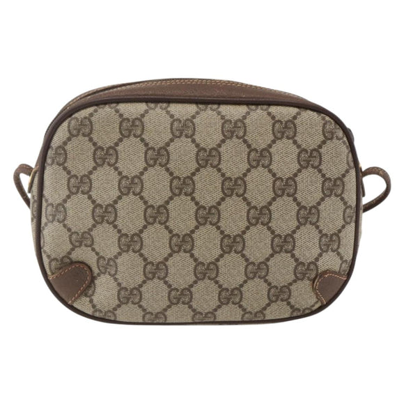 GUCCI GG Supreme Web Sherry Line Bag PVC Beige Gold 156 02 066 Auth 171823