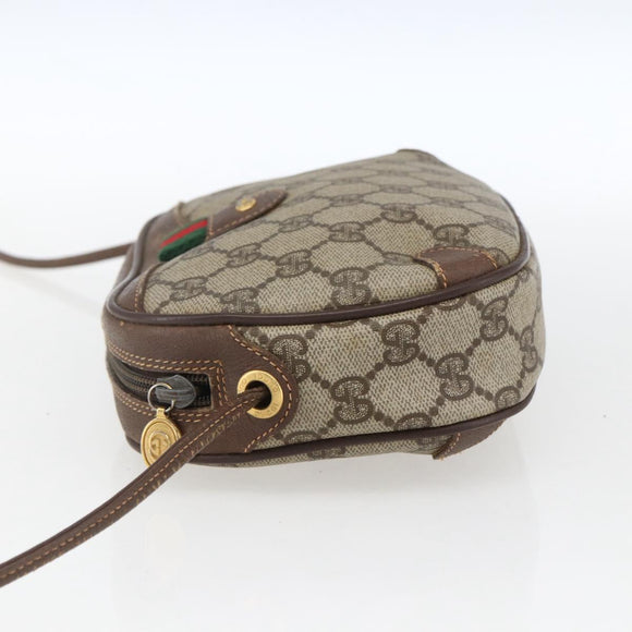 GUCCI GG Supreme Web Sherry Line Bag PVC Beige Gold 156 02 066 Auth 171823