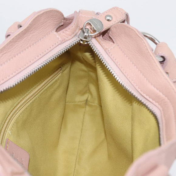 Salvatore Ferragamo Gancini Hand Bag Leather Pink Silver Auth 171824