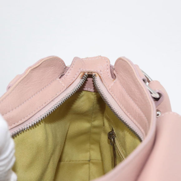 Salvatore Ferragamo Gancini Hand Bag Leather Pink Silver Auth 171824