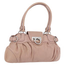 Salvatore Ferragamo Gancini Hand Bag Leather Pink Silver Auth 171824-1