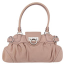 Salvatore Ferragamo Gancini Hand Bag Leather Pink Silver Auth 171824-13
