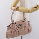 Salvatore Ferragamo Gancini Hand Bag Leather Pink Silver Auth 171824-22