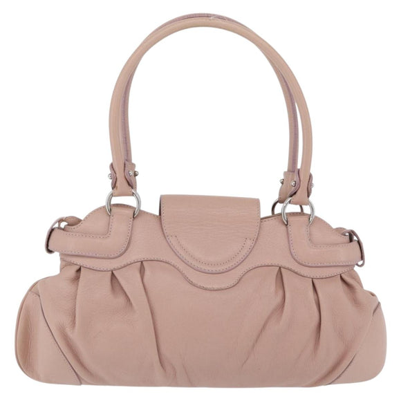 Salvatore Ferragamo Gancini Hand Bag Leather Pink Silver Auth 171824