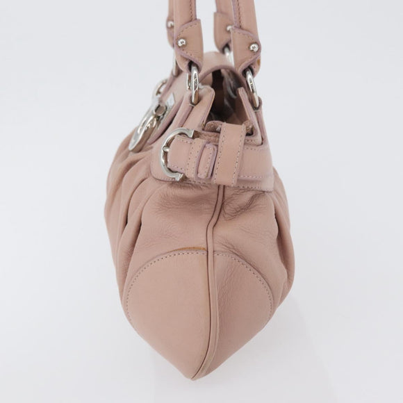 Salvatore Ferragamo Gancini Hand Bag Leather Pink Silver Auth 171824