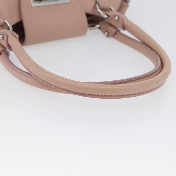 Salvatore Ferragamo Gancini Hand Bag Leather Pink Silver Auth 171824