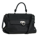 Salvatore Ferragamo Gancini Sofia Hand Bag Leather 2way Black Auth 171826A-1