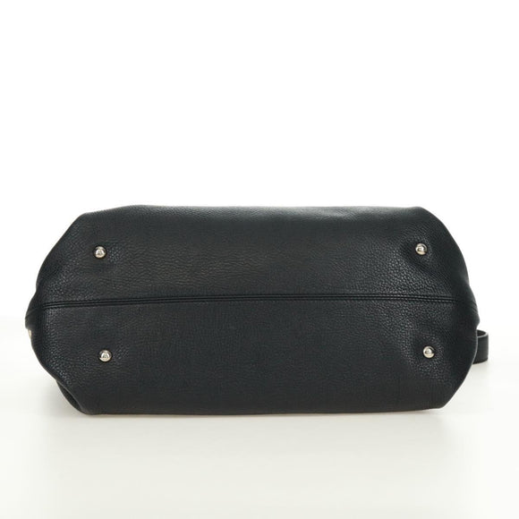Salvatore Ferragamo Gancini Sofia Hand Bag Leather 2way Black Auth 171826A
