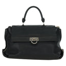 Salvatore Ferragamo Gancini Sofia Hand Bag Leather 2way Black Auth 171826A-2