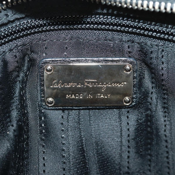 Salvatore Ferragamo Gancini Sofia Hand Bag Leather 2way Black Auth 171826A
