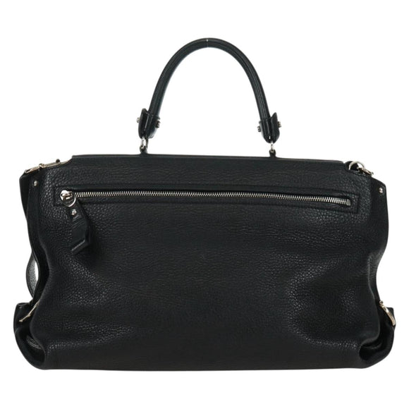 Salvatore Ferragamo Gancini Sofia Hand Bag Leather 2way Black Auth 171826A